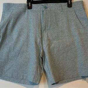 TENTH + OCEAN Linen Shorts Men 40W Flat Front Chino Lite Blue 9” inseam Casual